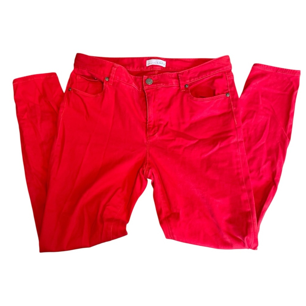 LOFT Red Stretch Leggings - Picture 2 of 6